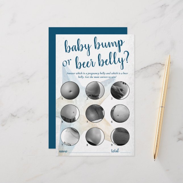 Coastal Chic | Blue Baby Bump oder Beer Bly Game (Vorderseite/Rückseite Beispiel)