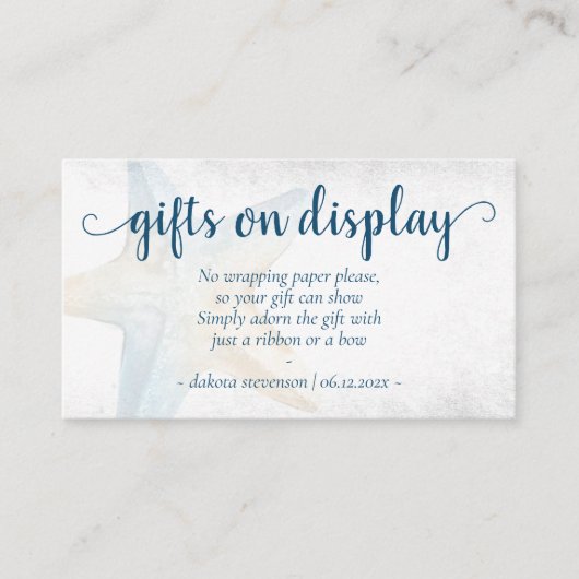 Coastal Chic | Blue Gold Starfish Geschenke auf An Begleitkarte (Vorderseite)