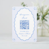 Coastal Chic Blue Honeymoon Fund Wedding QR Code Begleitkarte (Stehend Vorderseite)