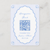 Coastal Chic Blue Honeymoon Fund Wedding QR Code Begleitkarte (Vorderseite)