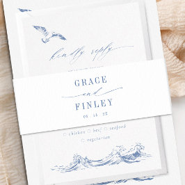 Coastal Chic Blue Minimalist Wedding Einladungsbanderole