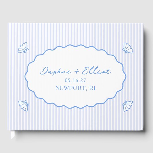 Coastal Chic Blue Nautical Personalisiert Wedding Gästebuch (Vorderseite)