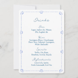 Coastal Chic Blue Nautical Wedding Bar Menu Signat