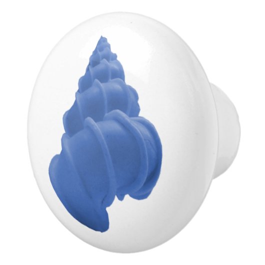 Coastal chic blue pastellel wentletrap seashell keramikknauf (Rechts)