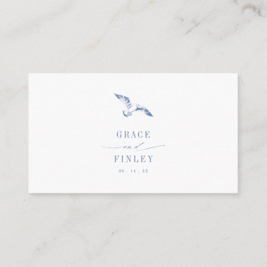 Coastal Chic Blue Wedding Website QR Code Begleitkarte (Rückseite)