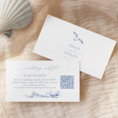 Coastal Chic Blue Wedding Website QR Code Begleitkarte