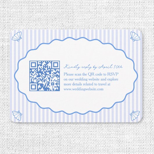 Coastal Chic Blue Wedding Website QR Code UAWG Begleitkarte