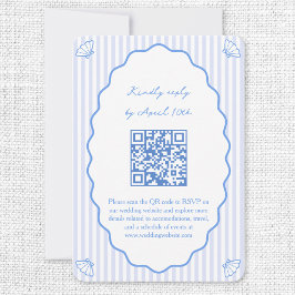 Coastal Chic Blue Wedding Website QR Code UAWG RSVP Karte