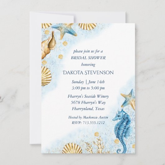 Coastal Chic | Brautparty des modernen Korallenrif Einladung (Vorderseite)