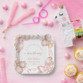 Coastal chic errush pink perl Baby Dusche Pappteller (Party)