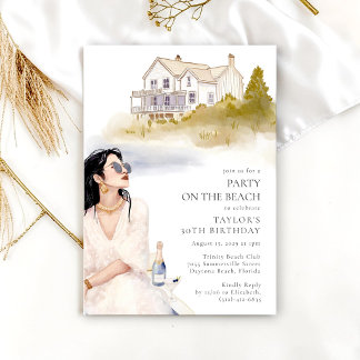 Coastal Chic Geburtstags-Strandparty-Einladung Einladung