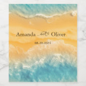 Coastal Chic Golden Sand Aquamarine Hochzeit Willk Weinetikett (Einzelnes Label)