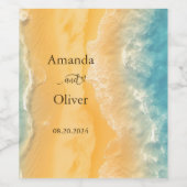 Coastal Chic Golden Sand Aquamarine Hochzeit Willk Weinetikett (Einzelnes Label)