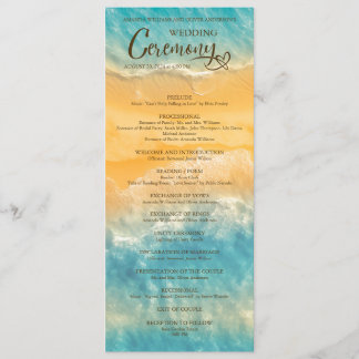 Coastal Chic Golden Sand Aquamarine Hochzeitsfeier Programm