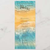 Coastal Chic Golden Sand Aquamarine Hochzeitsfeier Programm (Rückseite)