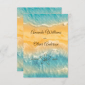 Coastal Chic Golden Sand Türkis QR Code Hochzeit Begleitkarte (Vorne/Hinten)