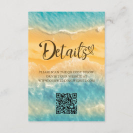 Coastal Chic Golden Sand Türkis QR Code Hochzeit Begleitkarte