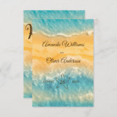 Coastal Chic Golden Sand Türkis QR Code Hochzeit RSVP Karte (Vorne/Hinten)