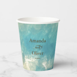 Coastal Chic Golden Sand Türkis Wasser Hochzeit Pappbecher