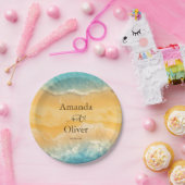 Coastal Chic Golden Sand Türkis Wasser Hochzeit Pappteller (Party)