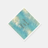 Coastal Chic Golden Sand Türkis Wasser Hochzeit Serviette (Ecke)