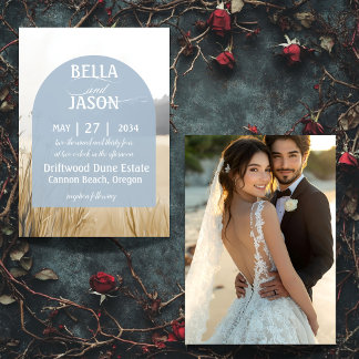 Coastal Chic Hochzeitseinladung mit Foto Einladung