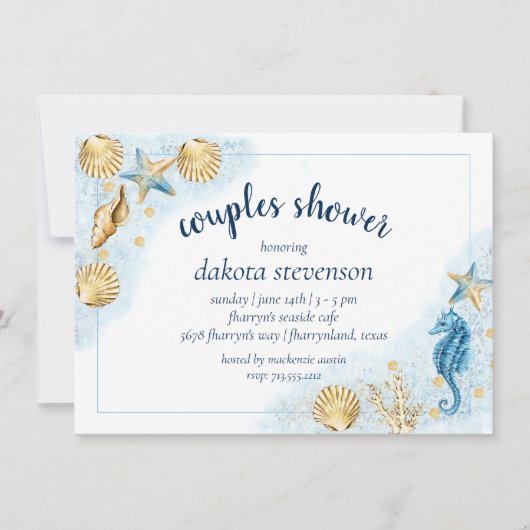 Coastal Chic | Korallenriff Nautical Pastel Dusche Einladung (Vorderseite)