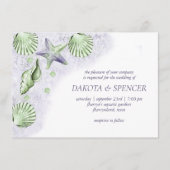 Coastal Chic | Lila Green Nautical Wedding Foto Einladung (Vorderseite)