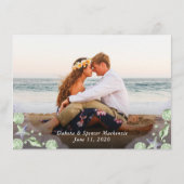 Coastal Chic | Lila Green Nautical Wedding Foto Einladung (Rückseite)