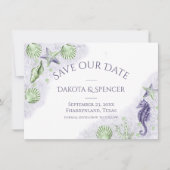 Coastal Chic | Lila und grüne Schönheitshochzeit Save The Date (Vorderseite)