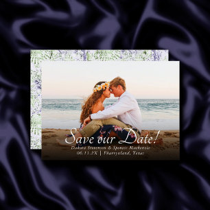 Coastal Chic   Lila und grünes Foto Save The Date