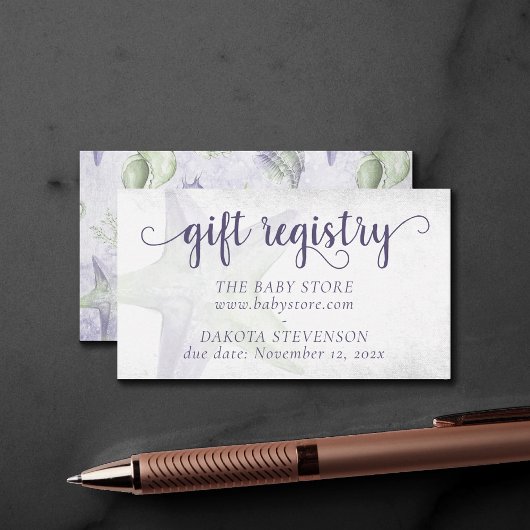 Coastal Chic | Lila und grünes Wasserregister Begleitkarte