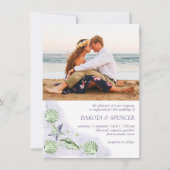 Coastal Chic | Lila und Lime Green Wedding Foto Einladung (Vorderseite)