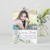 Coastal Chic | Lila und Lindengrünes Foto Dankeskarte (Stehend Vorderseite)