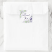 Coastal Chic | Lila und Linke Green Vielen Dank Quadratischer Aufkleber (Tasche)