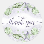 Coastal Chic | Lila und Linke Green Vielen Dank Runder Aufkleber (Vorderseite)
