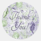 Coastal Chic | Lila und Linke Green Vielen Dank Runder Aufkleber (Vorderseite)