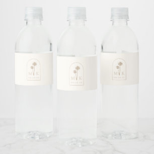 Coastal Chic Minimalistisch Wedding Monogram Wasserflaschenetikett