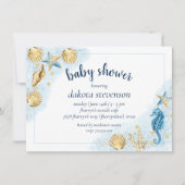 Coastal Chic | Moderne Coral Reef Babydusche Einladung (Vorderseite)