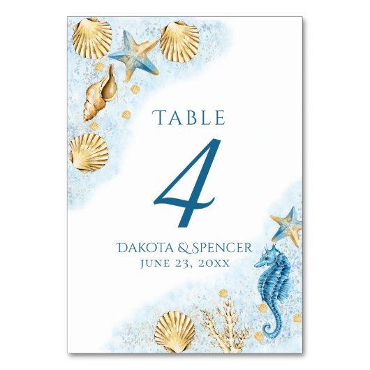 Coastal Chic | Moderne Korallenriffe Tischnummer (Rückseite)
