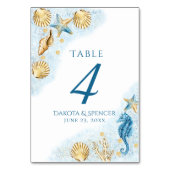 Coastal Chic | Moderne Korallenriffe Tischnummer (Vorderseite)