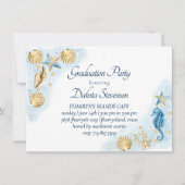 Coastal Chic | Moderner Korallenriff-Abschluss Einladung (Vorderseite)