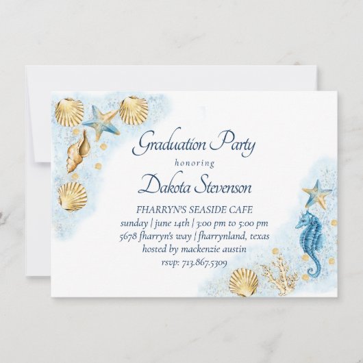 Coastal Chic | Moderner Korallenriff-Abschluss Einladung (Vorderseite)