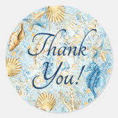 Coastal Chic | Modernes Korallenriff Vielen Dank Runder Aufkleber (Vorderseite)