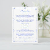 Coastal Chic Muschel Border Elegante Blue Wedding Begleitkarte (Stehend Vorderseite)