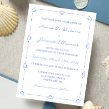 Coastal Chic Muschel Border Elegante Blue Wedding