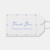 Coastal Chic Muschel Border Elegante Blue Wedding Geschenkanhänger (Vorderseite (Horizontal))