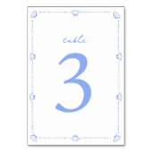 Coastal Chic Muschel Border Elegante Blue Wedding Tischnummer (Vorderseite)