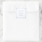 Coastal Chic Muschel Border Personalisiert Wedding Quadratischer Aufkleber (Tasche)