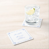Coastal Chic Muschel Border Personalisiert Wedding Rechteckiger Pappuntersetzer (Vor Ort)